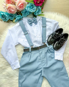 Conjunto Meninos Miss Cherry Leo Suspensorio Azul Claro - Estilo Delicado para o Dia a Dia | Bebeloo Kids