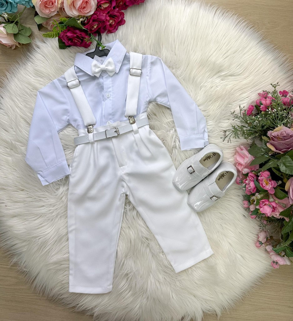 Conjunto Meninos Miss Cherry Leo Suspensorio Branco - Estilo Delicado para o Dia a Dia | Bebeloo Kids