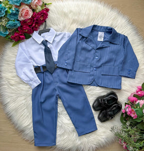 Conjunto Miss Cherry Social Terno Gael Azul - Estilo Delicado para o Dia a Dia | Bebeloo Kids