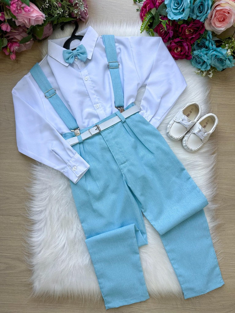 Conjunto Miss Cherry Vitor Suspensorio Azul Bebe - Estilo Delicado para o Dia a Dia | Bebeloo Kids