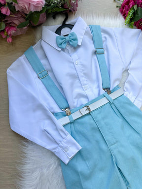 Conjunto Miss Cherry Vitor Suspensorio Azul Bebe - Estilo Delicado para o Dia a Dia | Bebeloo Kids