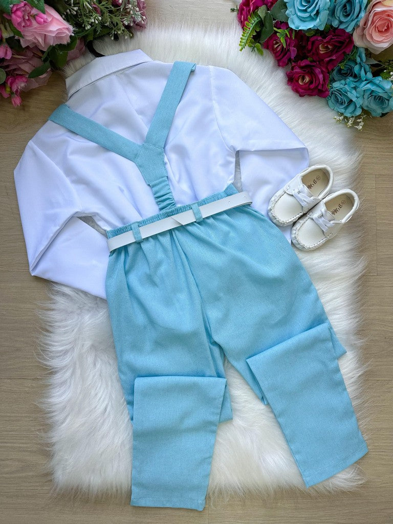 Conjunto Miss Cherry Vitor Suspensorio Azul Bebe - Estilo Delicado para o Dia a Dia | Bebeloo Kids