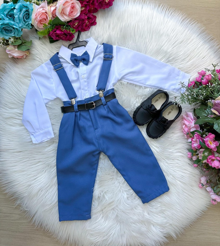 Conjunto Meninos Miss Cherry Leo Suspensorio Azul - Estilo Delicado para o Dia a Dia | Bebeloo Kids