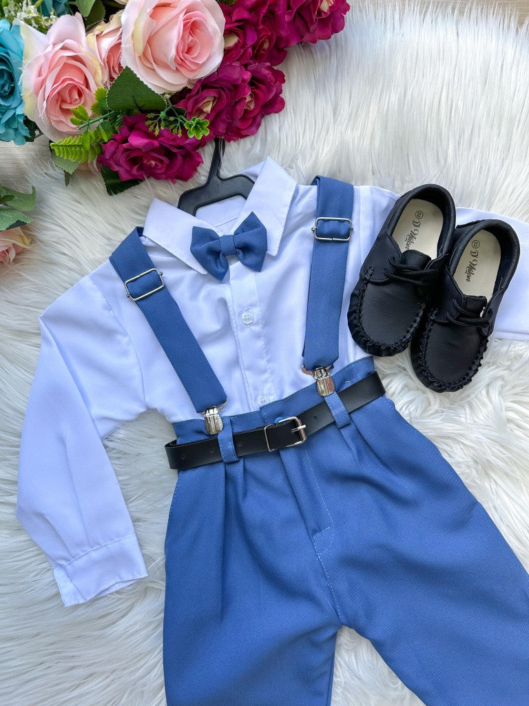 Conjunto Meninos Miss Cherry Leo Suspensorio Azul - Estilo Delicado para o Dia a Dia | Bebeloo Kids