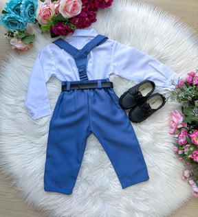 Conjunto Meninos Miss Cherry Leo Suspensorio Azul - Estilo Delicado para o Dia a Dia | Bebeloo Kids