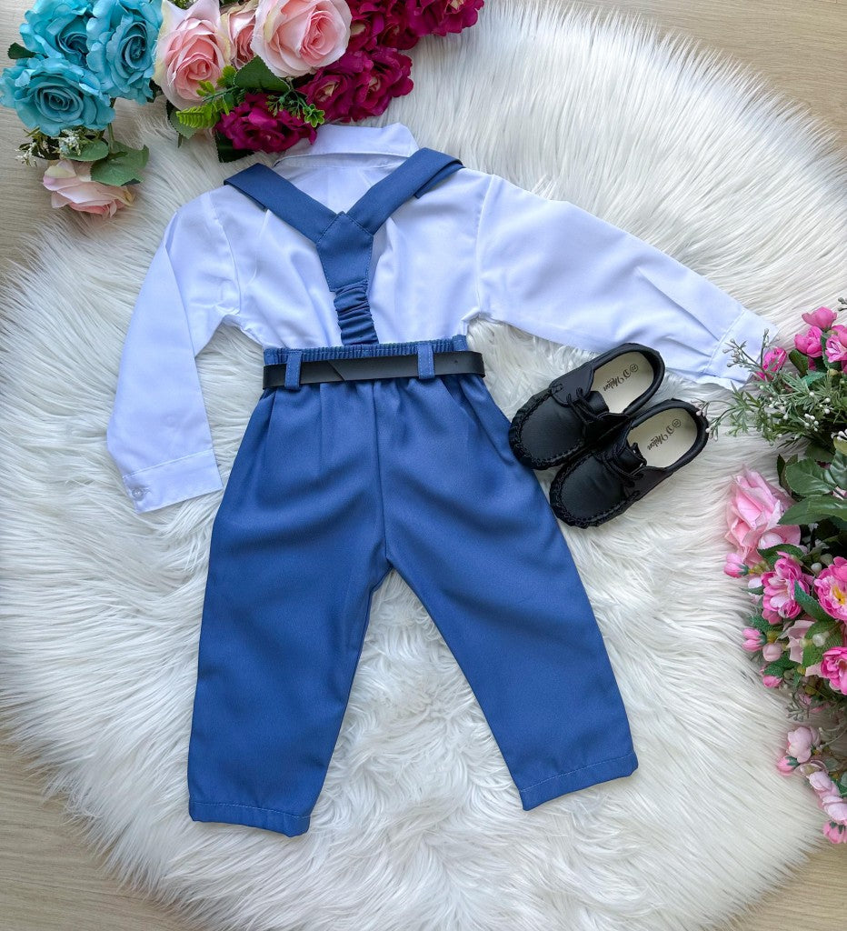 Conjunto Meninos Miss Cherry Leo Suspensorio Azul - Estilo Delicado para o Dia a Dia | Bebeloo Kids