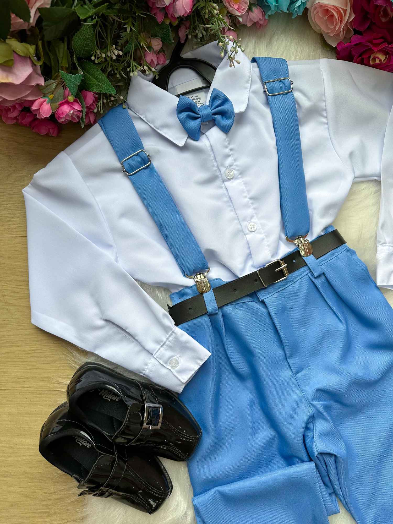 Conjunto Meninos Miss Cherry Leo Suspensorio Azul Serenity - Estilo Delicado para o Dia a Dia | Bebeloo Kids