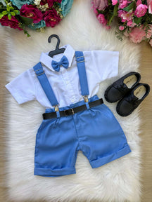 Conjunto Miss Cherry Meninos Social Shorts Ravi Azul Serenity - Estilo Delicado para o Dia a Dia | Bebeloo Kids
