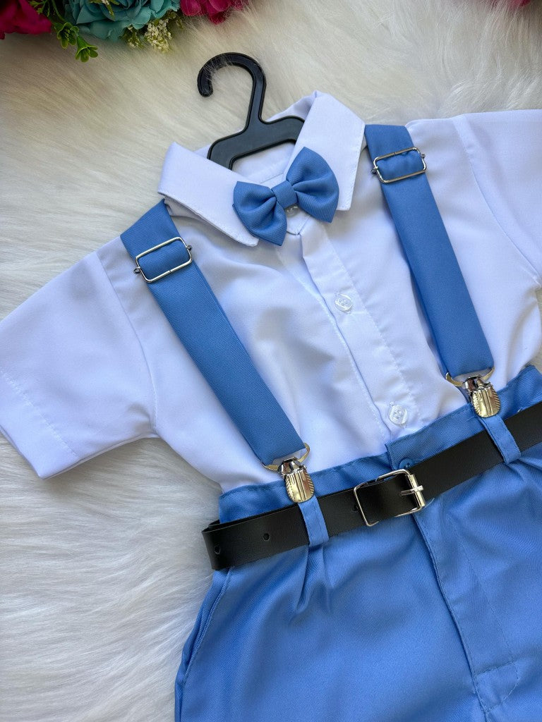 Conjunto Miss Cherry Meninos Social Shorts Ravi Azul Serenity - Estilo Delicado para o Dia a Dia | Bebeloo Kids