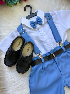 Conjunto Miss Cherry Meninos Social Shorts Ravi Azul Serenity - Estilo Delicado para o Dia a Dia | Bebeloo Kids