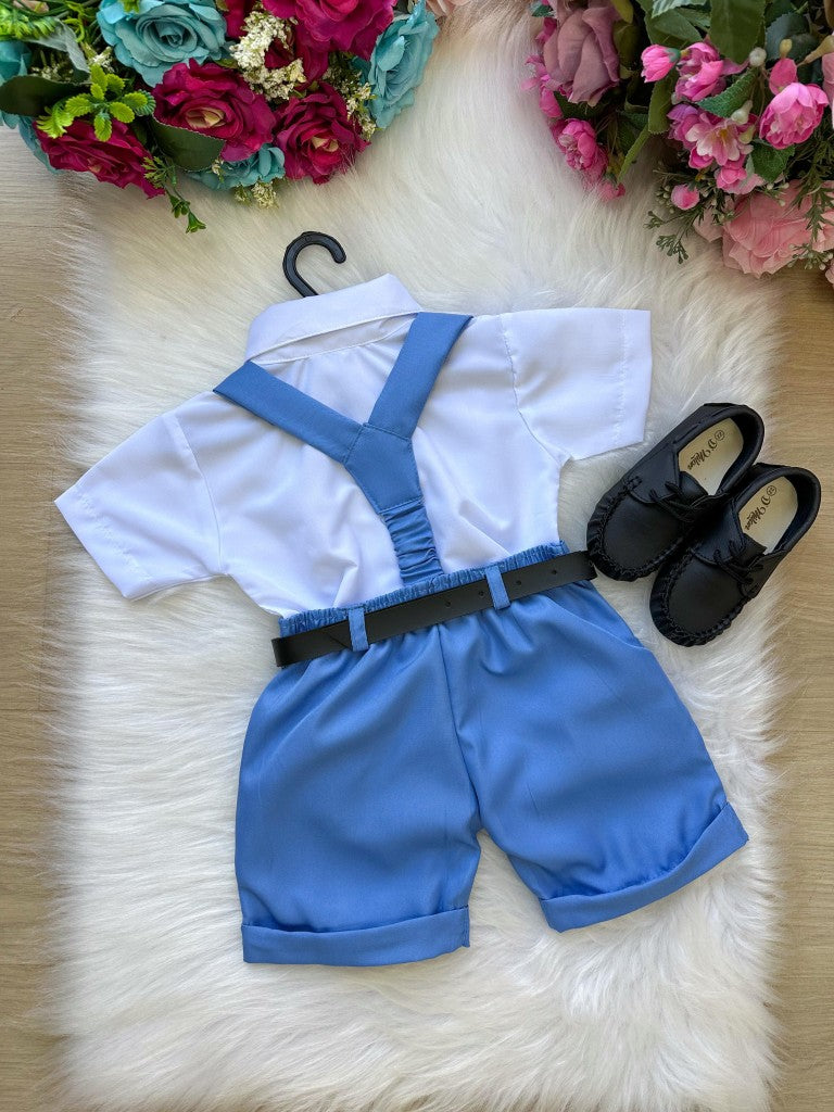 Conjunto Miss Cherry Meninos Social Shorts Ravi Azul Serenity - Estilo Delicado para o Dia a Dia | Bebeloo Kids