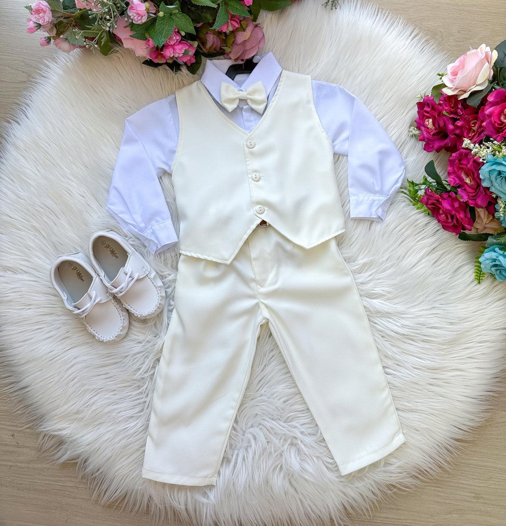 Conjunto Miss Cherry Social Colete Levi Off - Estilo Delicado para o Dia a Dia | Bebeloo Kids