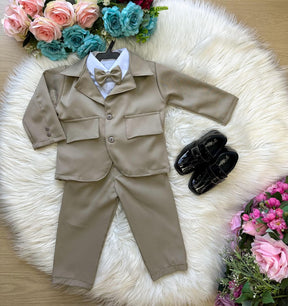 Conjunto Miss Cherry Social Gabriel Terno - Blaizer Bege - Estilo Delicado para o Dia a Dia | Bebeloo Kids