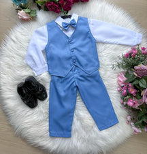 Conjunto Miss Cherry Social Leonardo Colete Azul Serenity - Estilo Delicado para o Dia a Dia | Bebeloo Kids