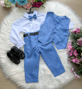 Conjunto Miss Cherry Social Leonardo Colete Azul Serenity - Estilo Delicado para o Dia a Dia | Bebeloo Kids