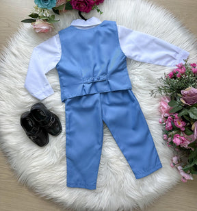 Conjunto Miss Cherry Social Leonardo Colete Azul Serenity - Estilo Delicado para o Dia a Dia | Bebeloo Kids
