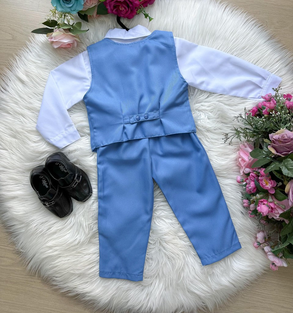 Conjunto Miss Cherry Social Leonardo Colete Azul Serenity - Estilo Delicado para o Dia a Dia | Bebeloo Kids
