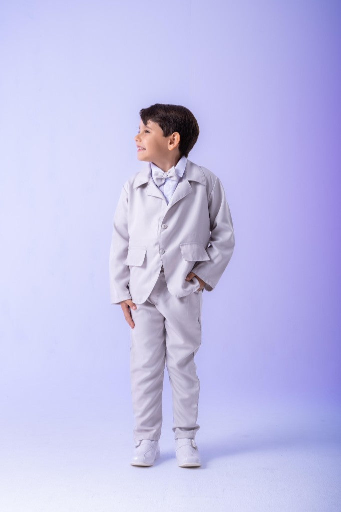Conjunto Miss Cherry Social Gabriel Terno - Blaizer Cinza Claro - Estilo Delicado para o Dia a Dia | Bebeloo Kids