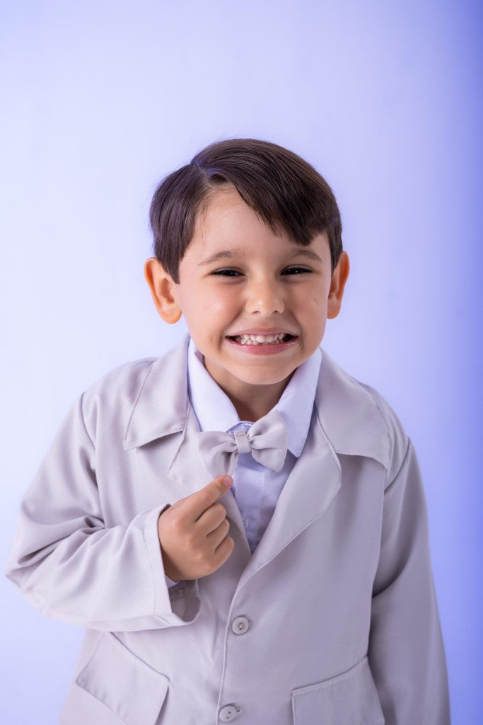 Conjunto Miss Cherry Social Gabriel Terno - Blaizer Cinza Claro - Estilo Delicado para o Dia a Dia | Bebeloo Kids