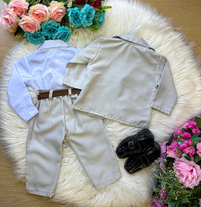 Conjunto Miss Cherry Social Gabriel Terno - Blaizer Cinza Claro - Estilo Delicado para o Dia a Dia | Bebeloo Kids