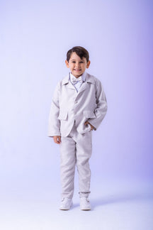 Conjunto Miss Cherry Social Gabriel Terno - Blaizer Cinza Claro - Estilo Delicado para o Dia a Dia | Bebeloo Kids