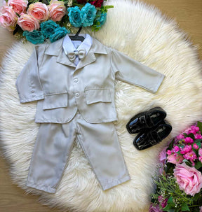 Conjunto Miss Cherry Social Gabriel Terno - Blaizer Cinza Claro - Estilo Delicado para o Dia a Dia | Bebeloo Kids