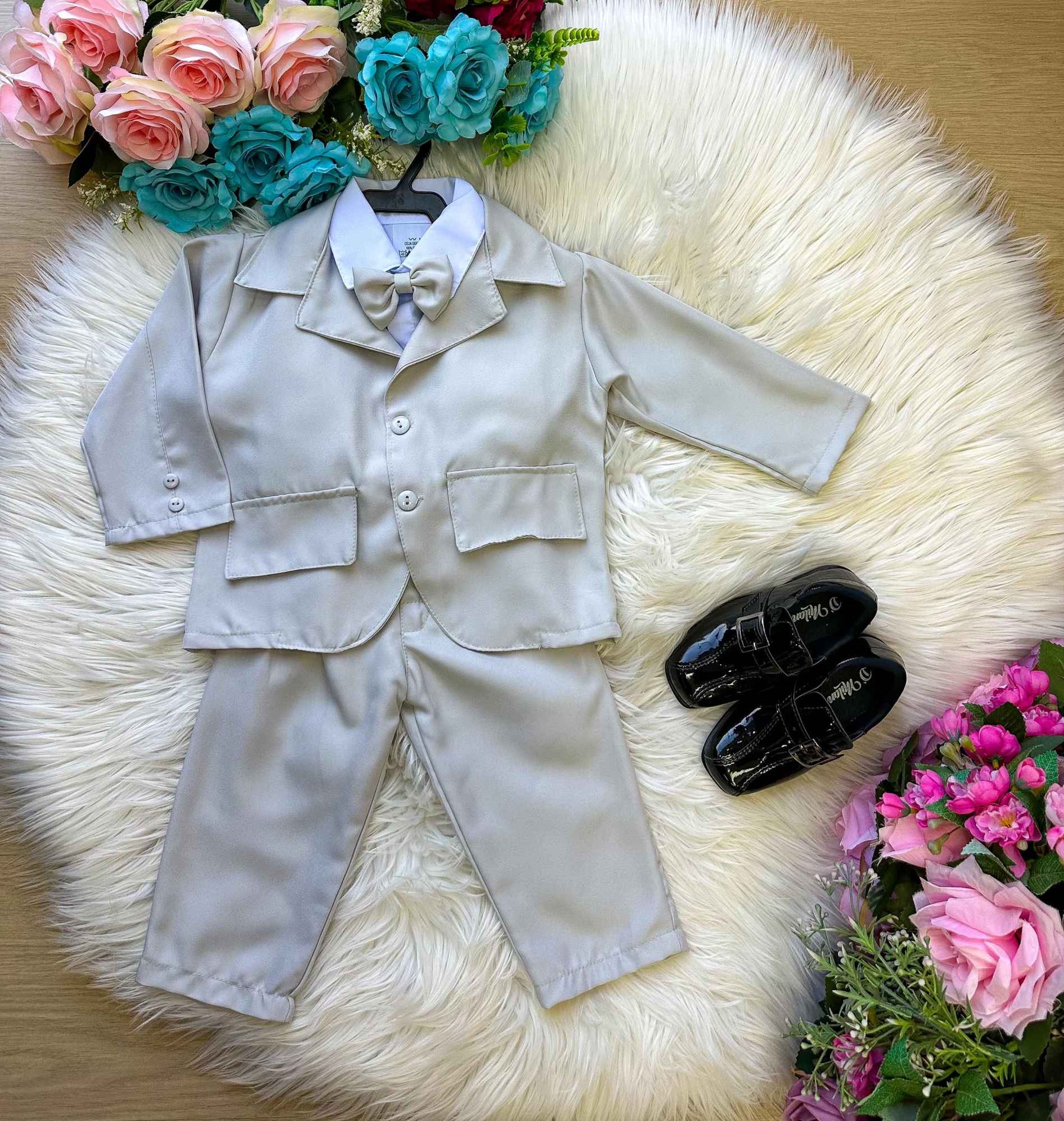 Conjunto Miss Cherry Social Gabriel Terno - Blaizer Cinza Claro - Estilo Delicado para o Dia a Dia | Bebeloo Kids