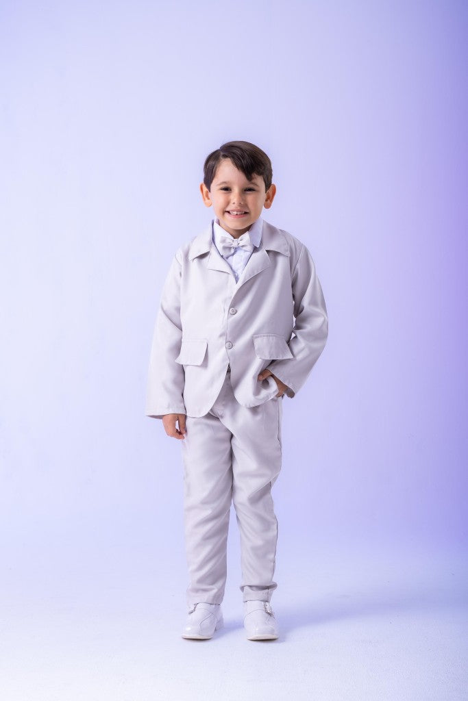 Conjunto Miss Cherry Social Gabriel Terno - Blaizer Cinza Claro - Estilo Delicado para o Dia a Dia | Bebeloo Kids
