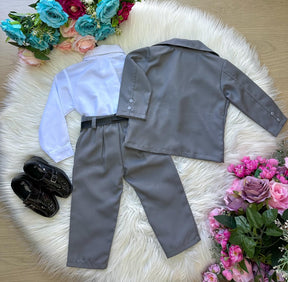 Conjunto Miss Cherry Social Gabriel Terno - Blaizer Cinza - Estilo Delicado para o Dia a Dia | Bebeloo Kids