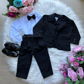 Conjunto Miss Cherry Social Gabriel Terno - Blaizer Preto - Estilo Delicado para o Dia a Dia | Bebeloo Kids