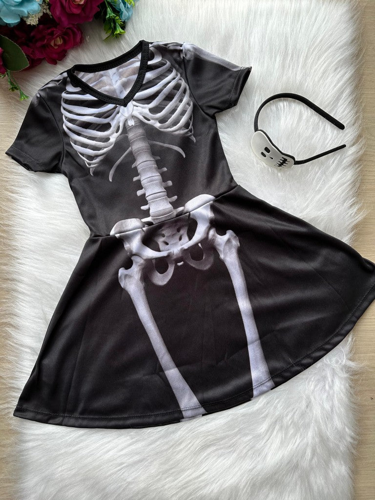 Fantasia Halloween Menina Esqueleto - Qualidade e Cuidado para os Pequenos | Bebeloo Kids