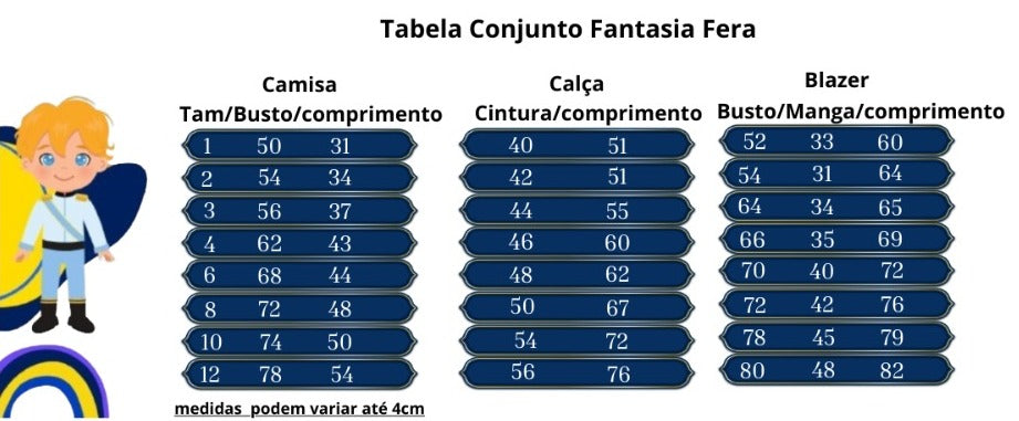 Fantasia Princesa Principe Fera /A bela e a Fera - Qualidade e Cuidado para os Pequenos | Bebeloo Kids