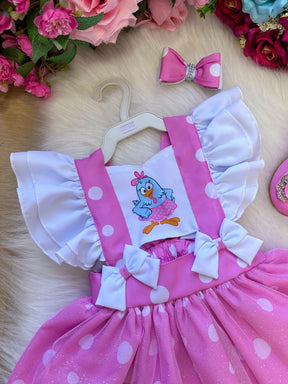Romper/Vestido Princesa Galinha Pintadinha Rosa - Leveza e Elegância para Meninas | Bebeloo Kids