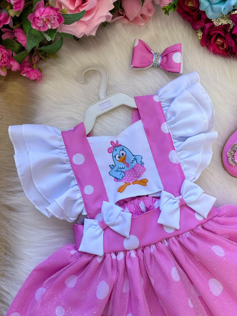 Romper/Vestido Princesa Galinha Pintadinha Rosa - Leveza e Elegância para Meninas | Bebeloo Kids