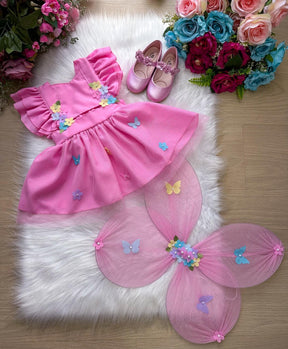 Romper/Vestido Princesa Jardim Encantado Rosa - Leveza e Elegância para Meninas | Bebeloo Kids