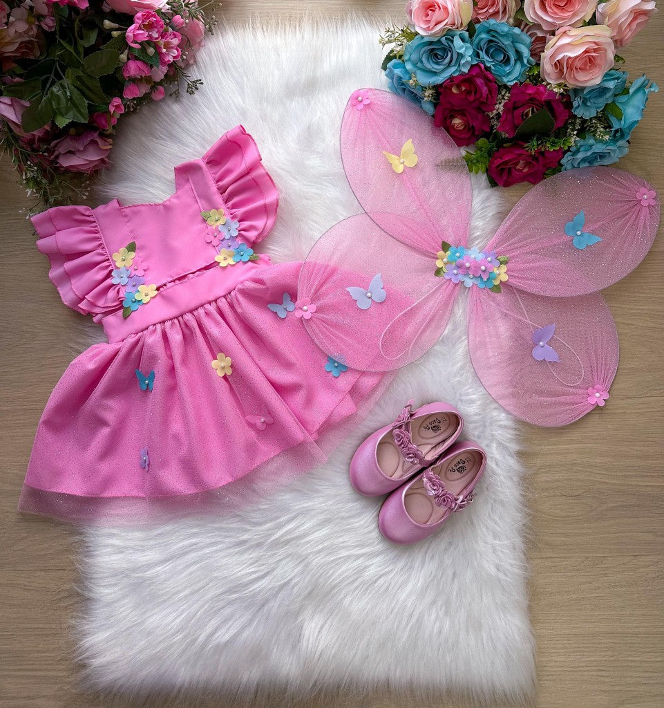 Romper/Vestido Princesa Jardim Encantado Rosa - Leveza e Elegância para Meninas | Bebeloo Kids