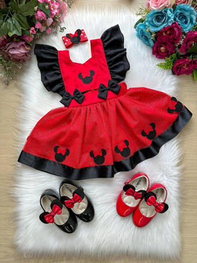 Romper/Vestido Princesa Minnie/Minie Vermelho - Leveza e Elegância para Meninas | Bebeloo Kids