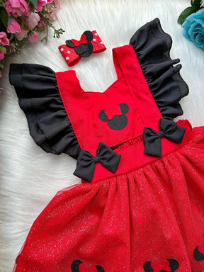 Romper/Vestido Princesa Minnie/Minie Vermelho - Leveza e Elegância para Meninas | Bebeloo Kids