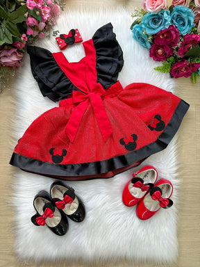 Romper/Vestido Princesa Minnie/Minie Vermelho - Leveza e Elegância para Meninas | Bebeloo Kids