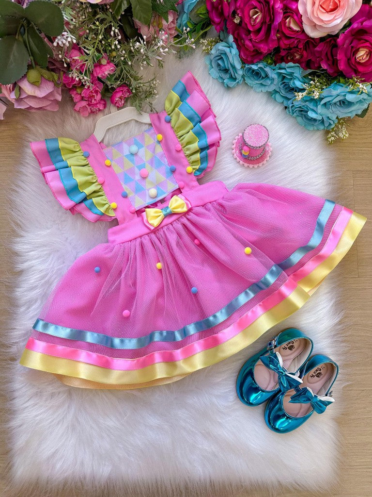 Romper/Vestido Princesa Circo -Doces -Doceria - Candy Rosa - Leveza e Elegância para Meninas | Bebeloo Kids