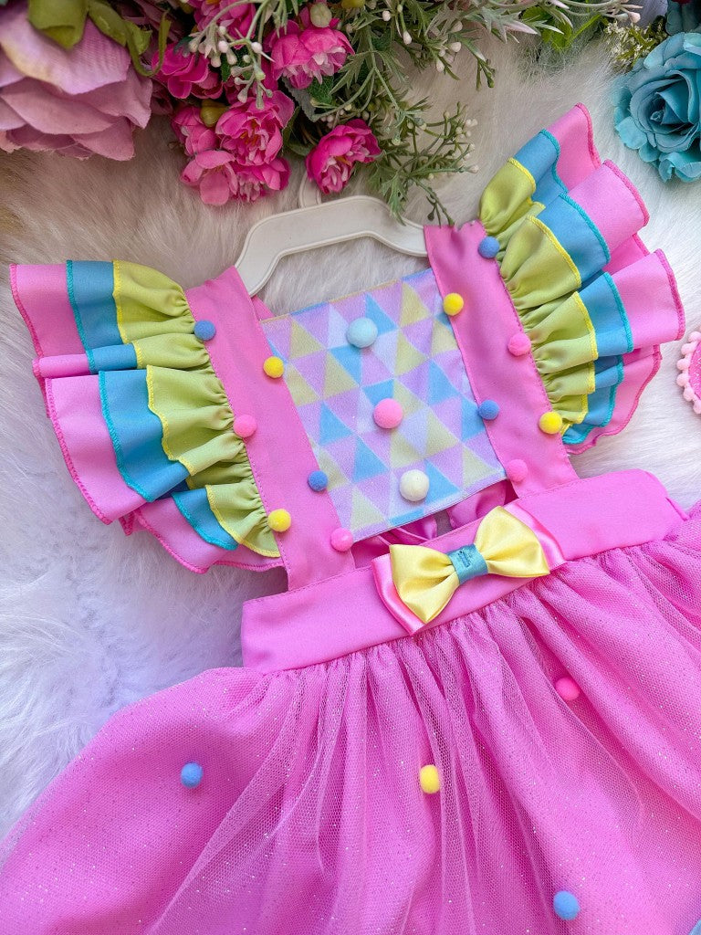 Romper/Vestido Princesa Circo -Doces -Doceria - Candy Rosa - Leveza e Elegância para Meninas | Bebeloo Kids
