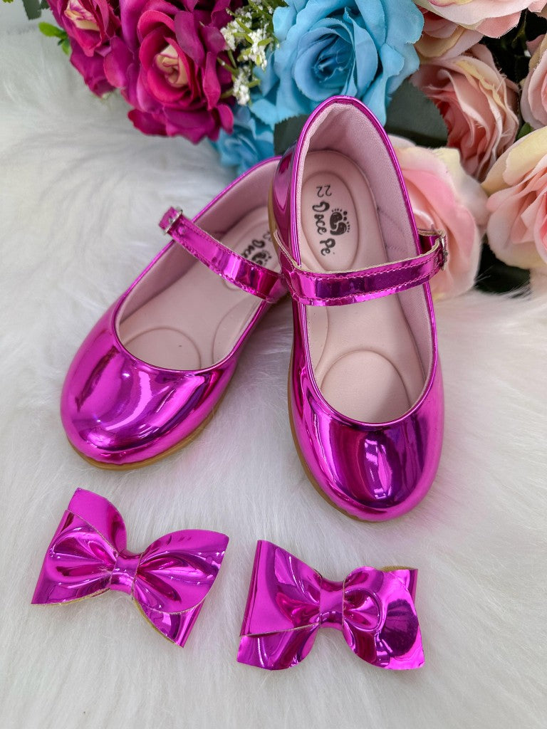 Sapatilha Doce Pe Laço Pink Metalizado - Toque Delicado para Completar o Visual | Bebeloo Kids