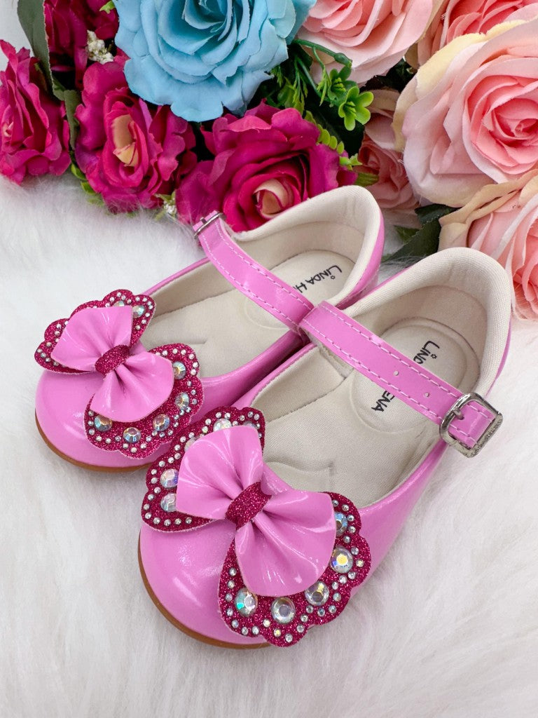 Sapatilha Flor Di MIla Baby Rosa Chiclete Com Pink Lacinho Strass - Leveza e Charme para os Pezinhos | Bebeloo Kids