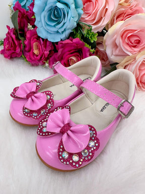 Sapatilha Flor Di MIla Baby Rosa Chiclete Com Pink Lacinho Strass - Leveza e Charme para os Pezinhos | Bebeloo Kids