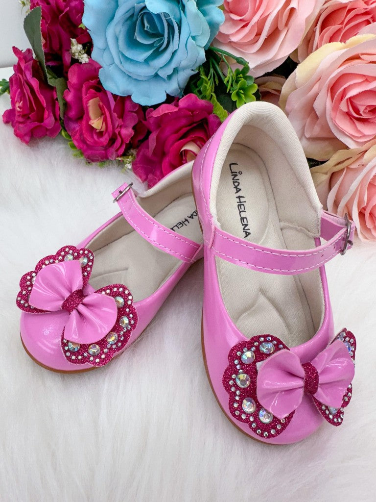 Sapatilha Flor Di MIla Baby Rosa Chiclete Com Pink Lacinho Strass - Leveza e Charme para os Pezinhos | Bebeloo Kids