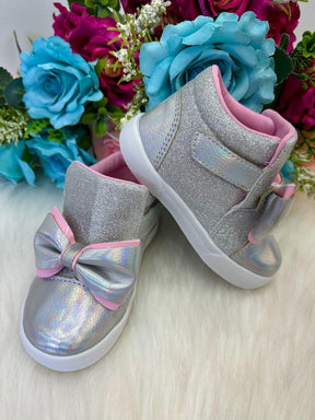 Tênis Bota Encanto de Criança Lacinho Prata Glitter Rebeca - Conforto e Liberdade para Brincar | Bebeloo Kids