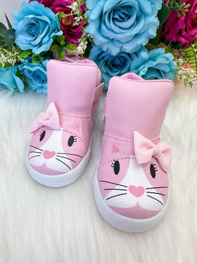 Tênis Bota Encanto de Criança Gatinha/Gata Rosa Fashion - Conforto e Liberdade para Brincar | Bebeloo Kids