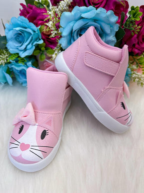 Tênis Bota Encanto de Criança Gatinha/Gata Rosa Fashion - Conforto e Liberdade para Brincar | Bebeloo Kids