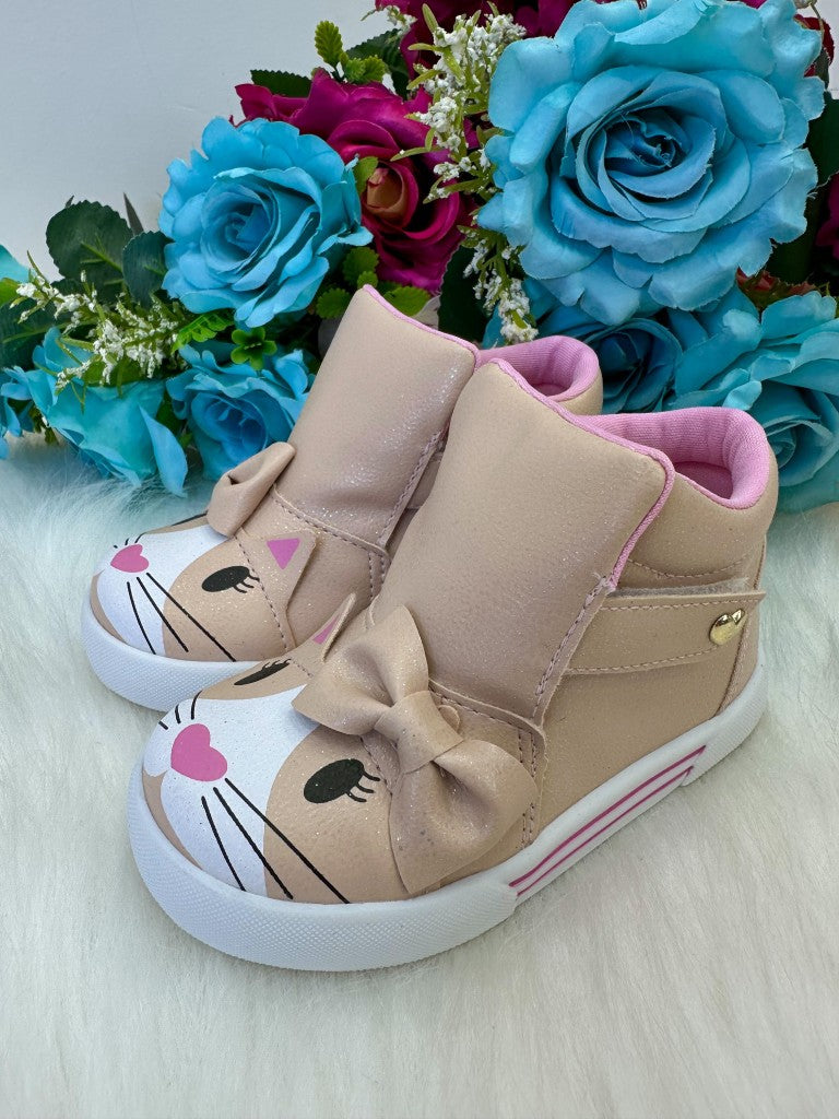 Tênis Bota Encanto de Criança Gatinha/Gata Rose-Nude Fashion - Conforto e Liberdade para Brincar | Bebeloo Kids