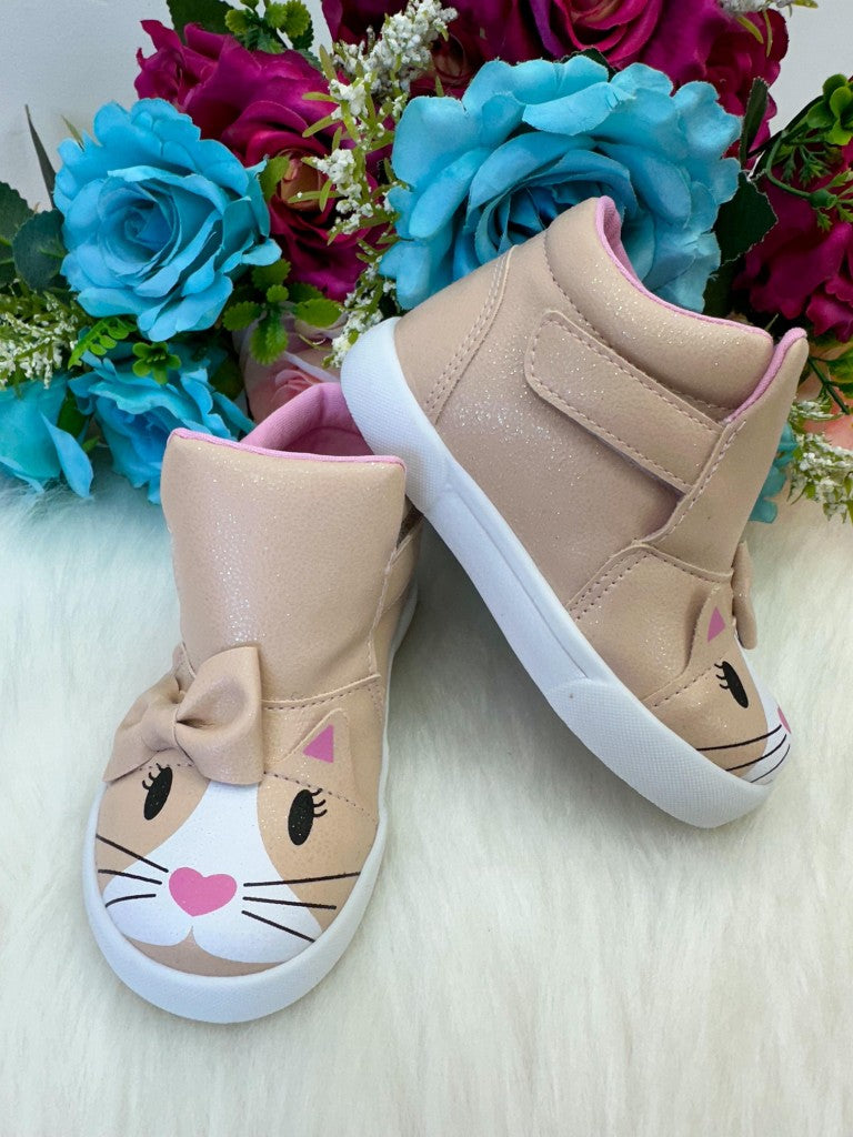 Tênis Bota Encanto de Criança Gatinha/Gata Rose-Nude Fashion - Conforto e Liberdade para Brincar | Bebeloo Kids